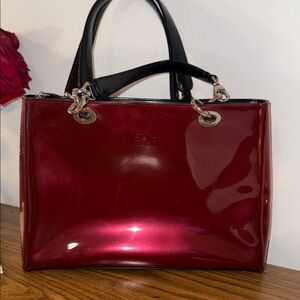 Beijo Red and Black Tote Bag with Glossy Finish